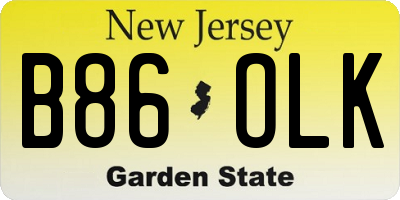 NJ license plate B86OLK