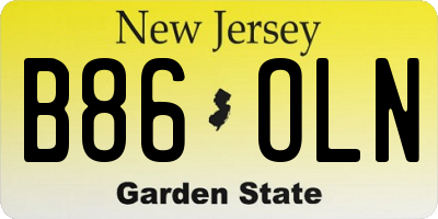 NJ license plate B86OLN