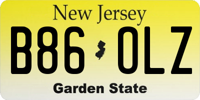 NJ license plate B86OLZ