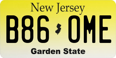 NJ license plate B86OME