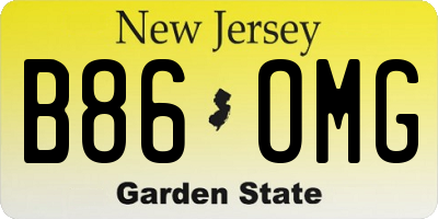 NJ license plate B86OMG