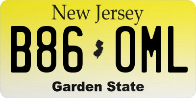 NJ license plate B86OML