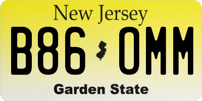 NJ license plate B86OMM
