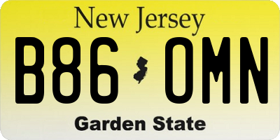 NJ license plate B86OMN