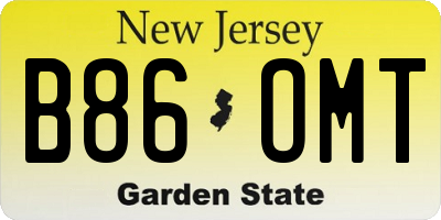 NJ license plate B86OMT