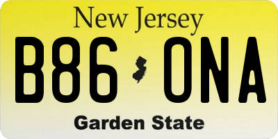 NJ license plate B86ONA