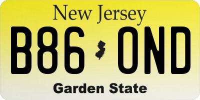 NJ license plate B86OND