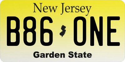 NJ license plate B86ONE
