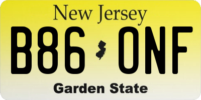 NJ license plate B86ONF