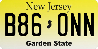 NJ license plate B86ONN