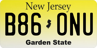 NJ license plate B86ONU