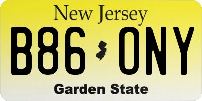 NJ license plate B86ONY