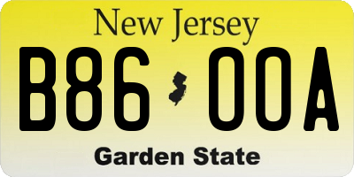 NJ license plate B86OOA