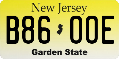 NJ license plate B86OOE