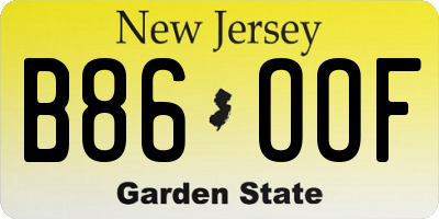 NJ license plate B86OOF