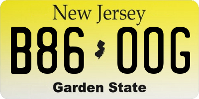 NJ license plate B86OOG