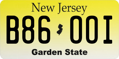 NJ license plate B86OOI