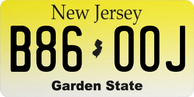 NJ license plate B86OOJ