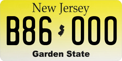 NJ license plate B86OOO