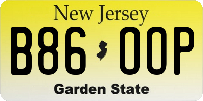 NJ license plate B86OOP