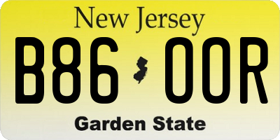 NJ license plate B86OOR