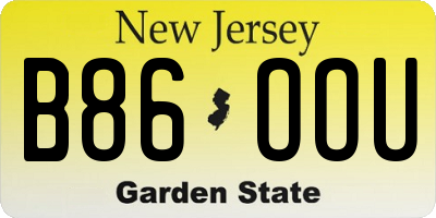 NJ license plate B86OOU