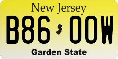 NJ license plate B86OOW