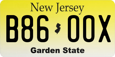 NJ license plate B86OOX