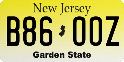 NJ license plate B86OOZ