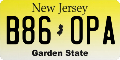 NJ license plate B86OPA
