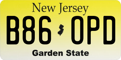 NJ license plate B86OPD