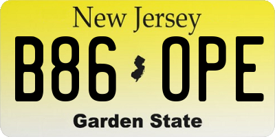 NJ license plate B86OPE