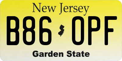NJ license plate B86OPF