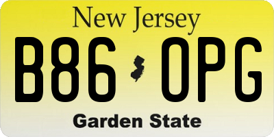 NJ license plate B86OPG