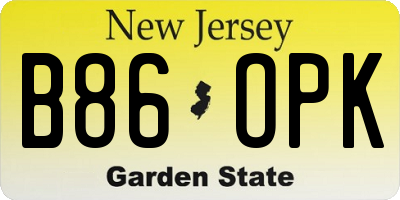 NJ license plate B86OPK