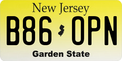 NJ license plate B86OPN