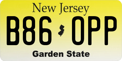 NJ license plate B86OPP