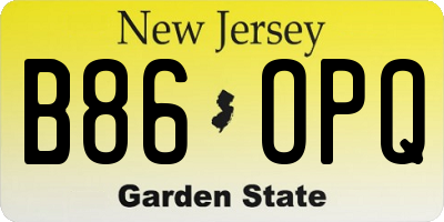 NJ license plate B86OPQ