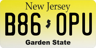 NJ license plate B86OPU