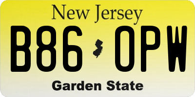 NJ license plate B86OPW