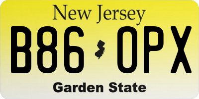 NJ license plate B86OPX