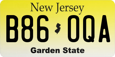 NJ license plate B86OQA