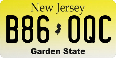 NJ license plate B86OQC