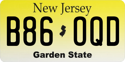 NJ license plate B86OQD