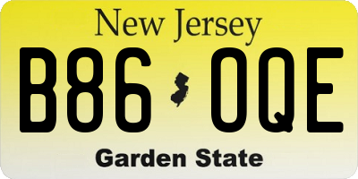 NJ license plate B86OQE