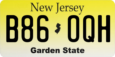 NJ license plate B86OQH
