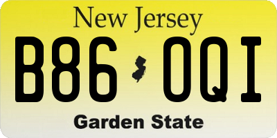 NJ license plate B86OQI