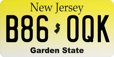 NJ license plate B86OQK