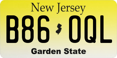 NJ license plate B86OQL
