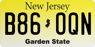 NJ license plate B86OQN